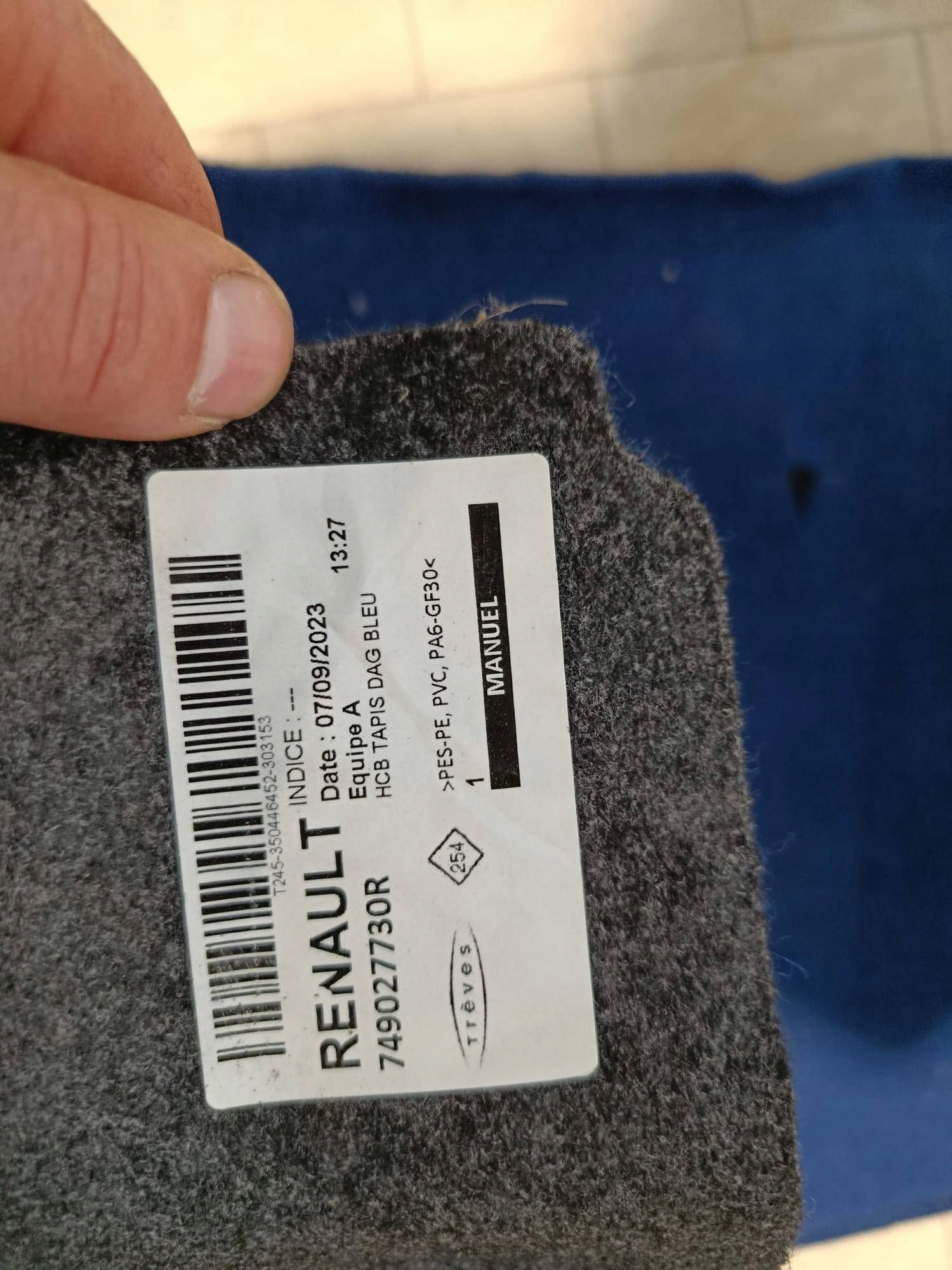 mats floor Renault Scenic E-Tech V 749027730R