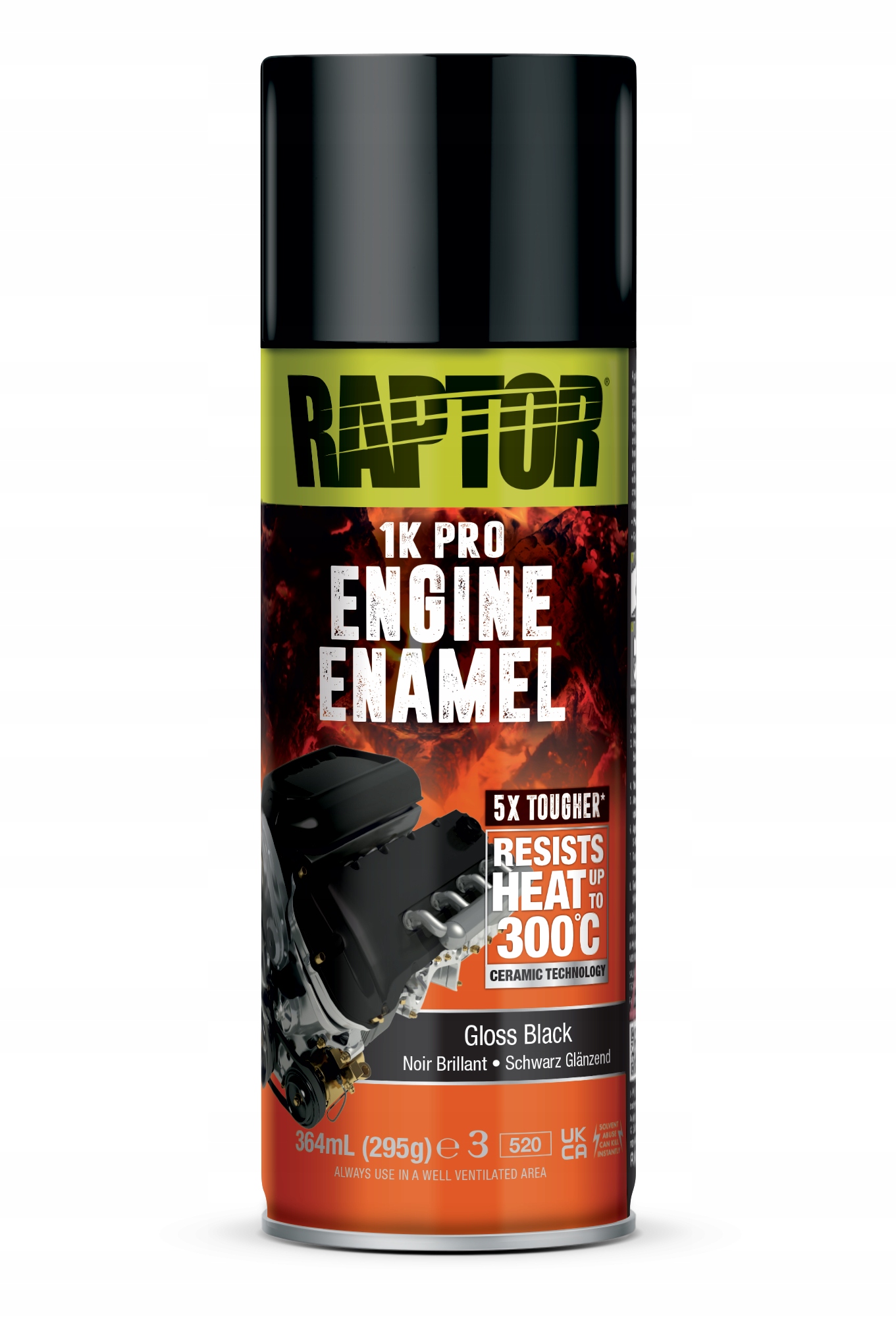 U-pol Raptor Lakier Spray Żaroodporny Do Silników Czarny Połysk 300°C