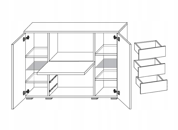 Komoda BARI wysoki połysk, cała czarna + LED Marka Lukmebel