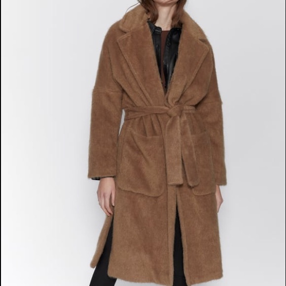Zara Płaszcz Camel Beżowy Wiązany Ciepły Rozm Xs/s Nowy