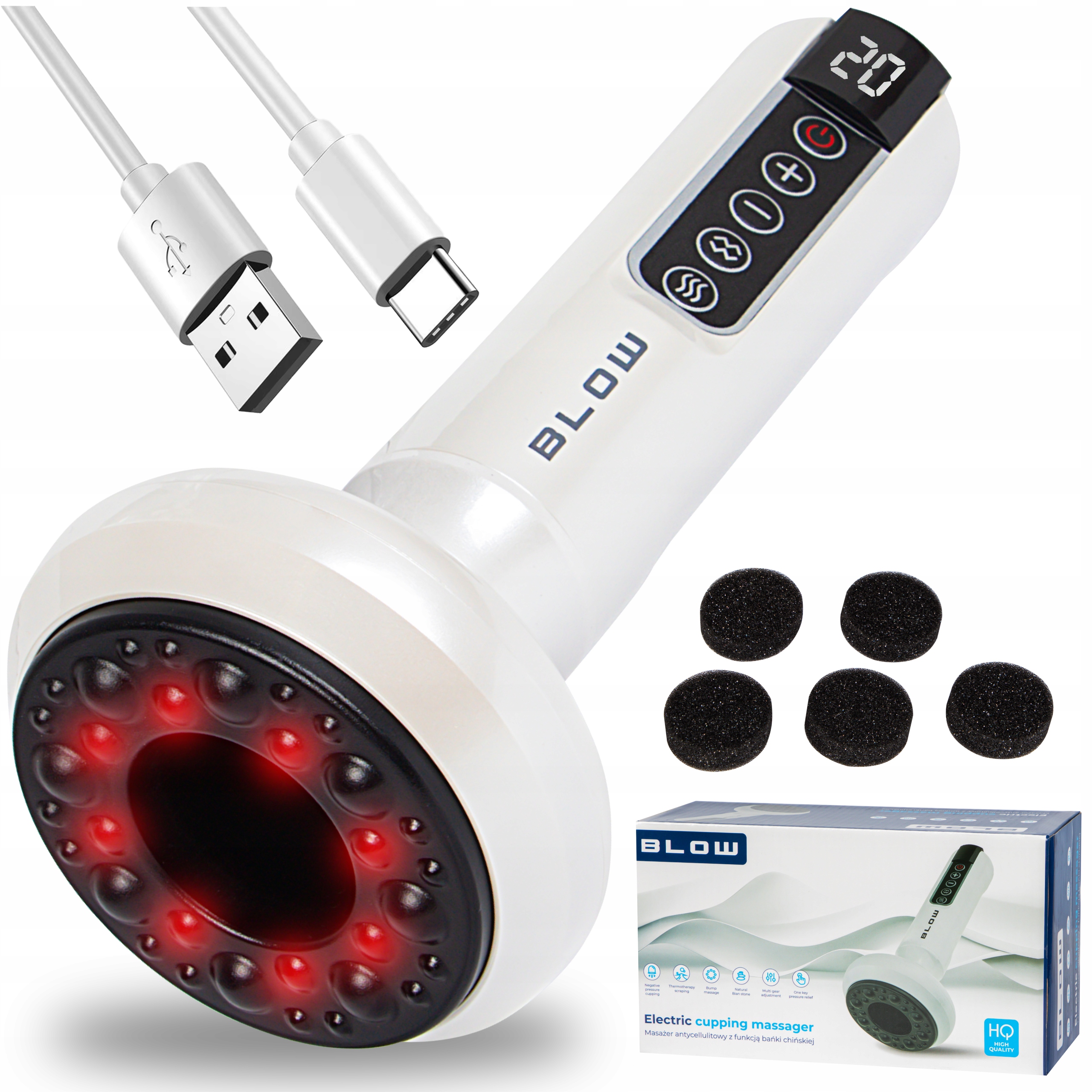 Elektryczna Bańka Chińska Masażer Bezprzewodowy Antycellulitowy Grzanie