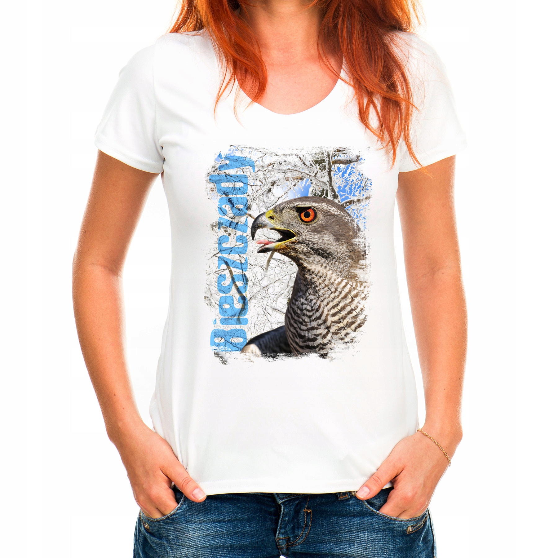 

Koszulka Bieszczady Jastrząb zimą (L):: XL,: biały