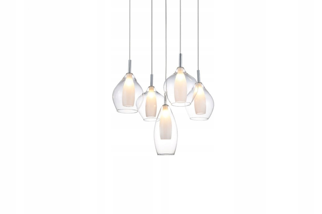Lampa wisząca 5-punktowa ze szklanymi, przezroczystymi kloszami Azzardo