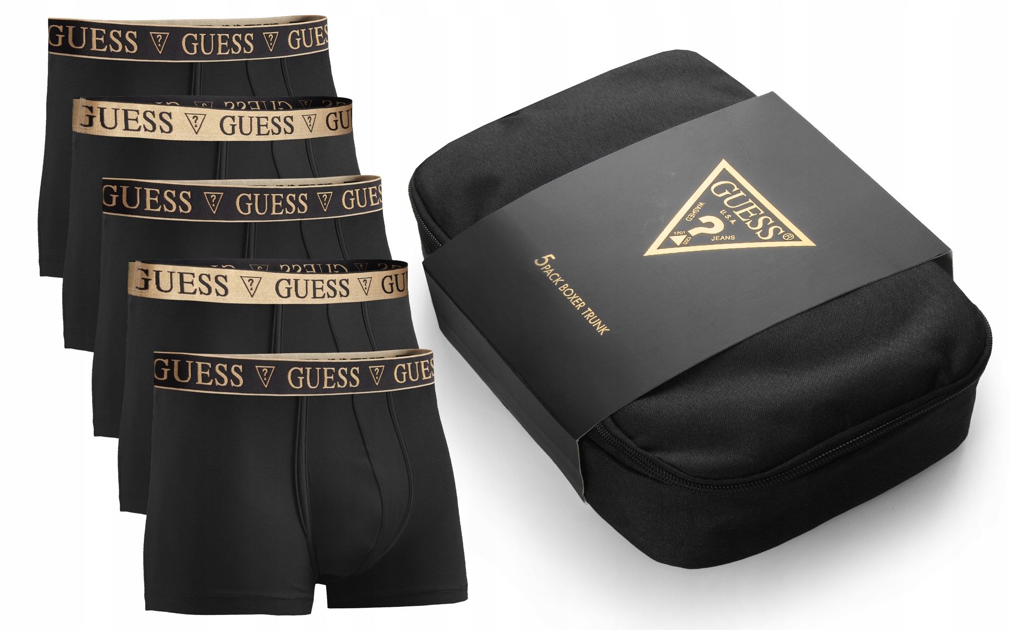 Guess Pánské Boxerky S U5BG64 5-PACK Dárek Kolekce Luxury Gold