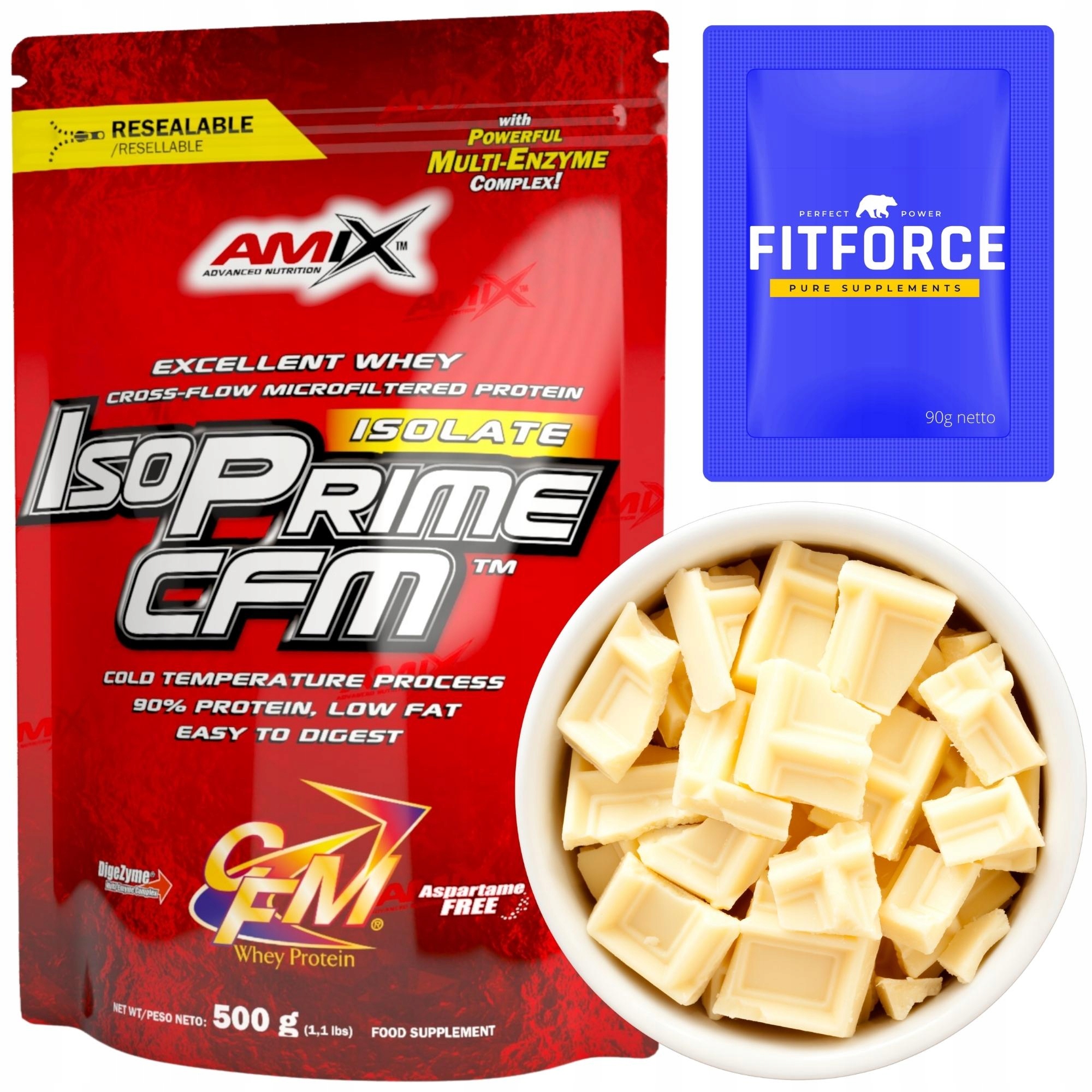 Proteinové proteiny Amix Bez lepku laktózy Bílá Čokoláda Protein