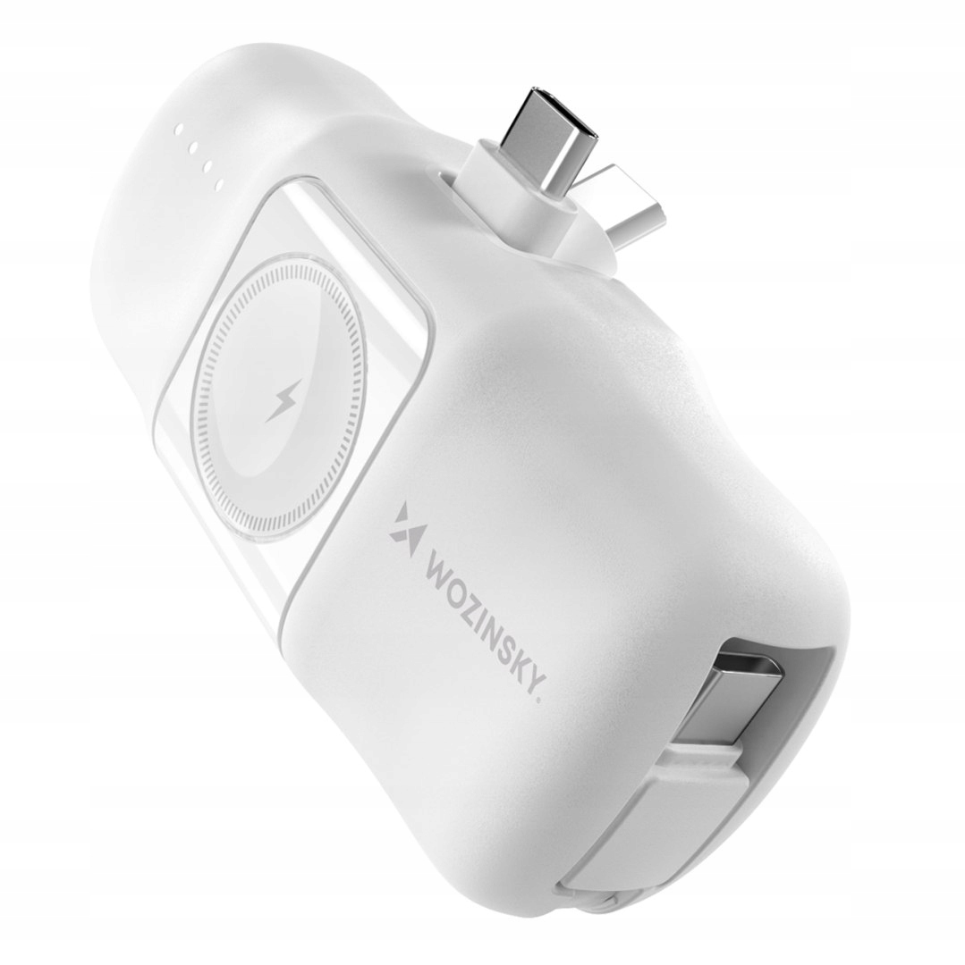 Mini powerbank 5000mAh 15W Usb-c i ładowarką do Apple Watch biały