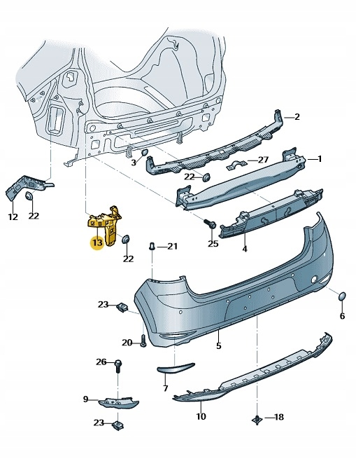 5GM807394A - НАПРАВЛЯЮЩАЯ ЛАМПЫ ЗАДНЯЯ СТР. VW GOLF VII USA OE