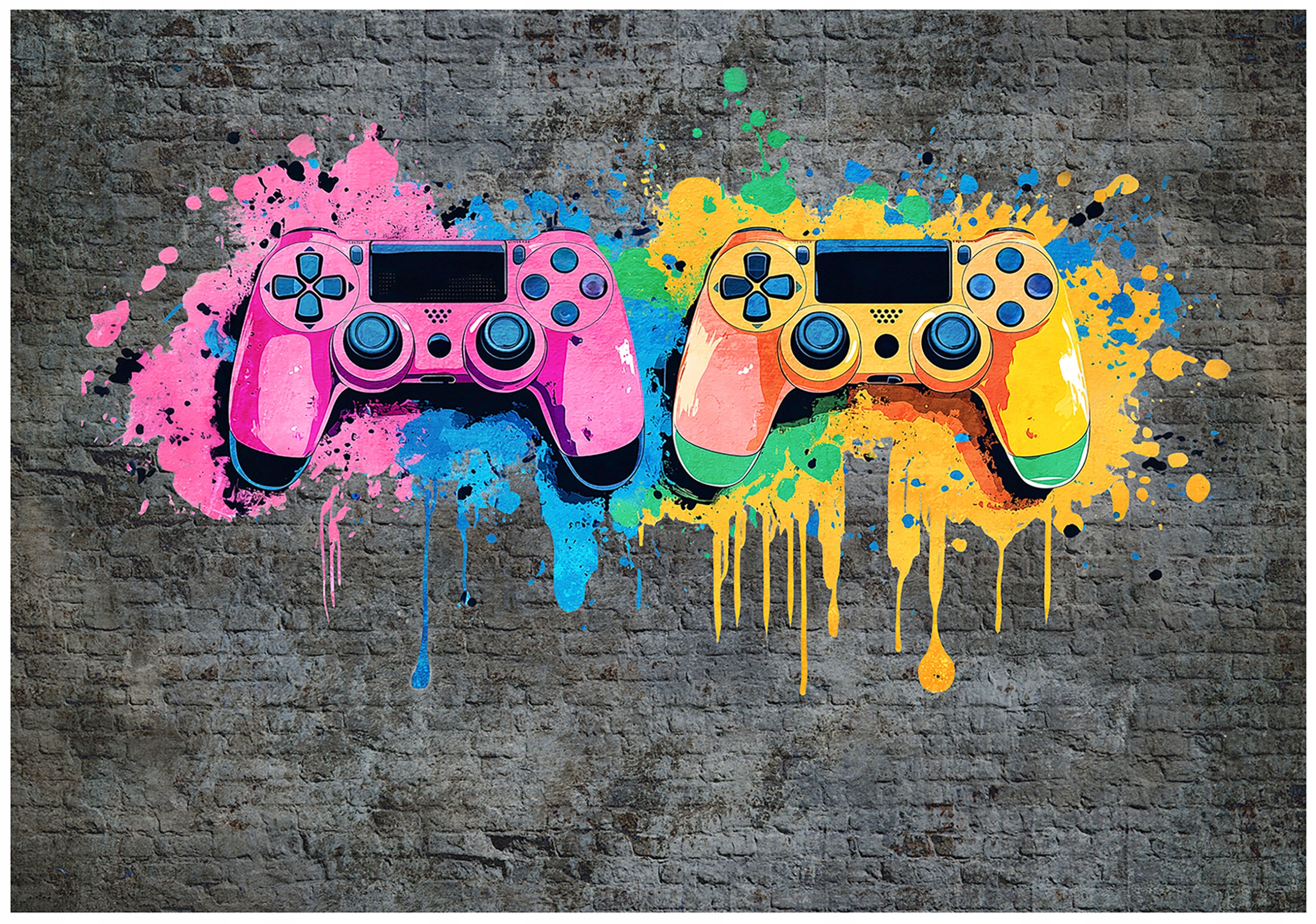 Fototapeta Gamepad Graffiti Cihla Barva na zeď umění 208x146 lepidlo