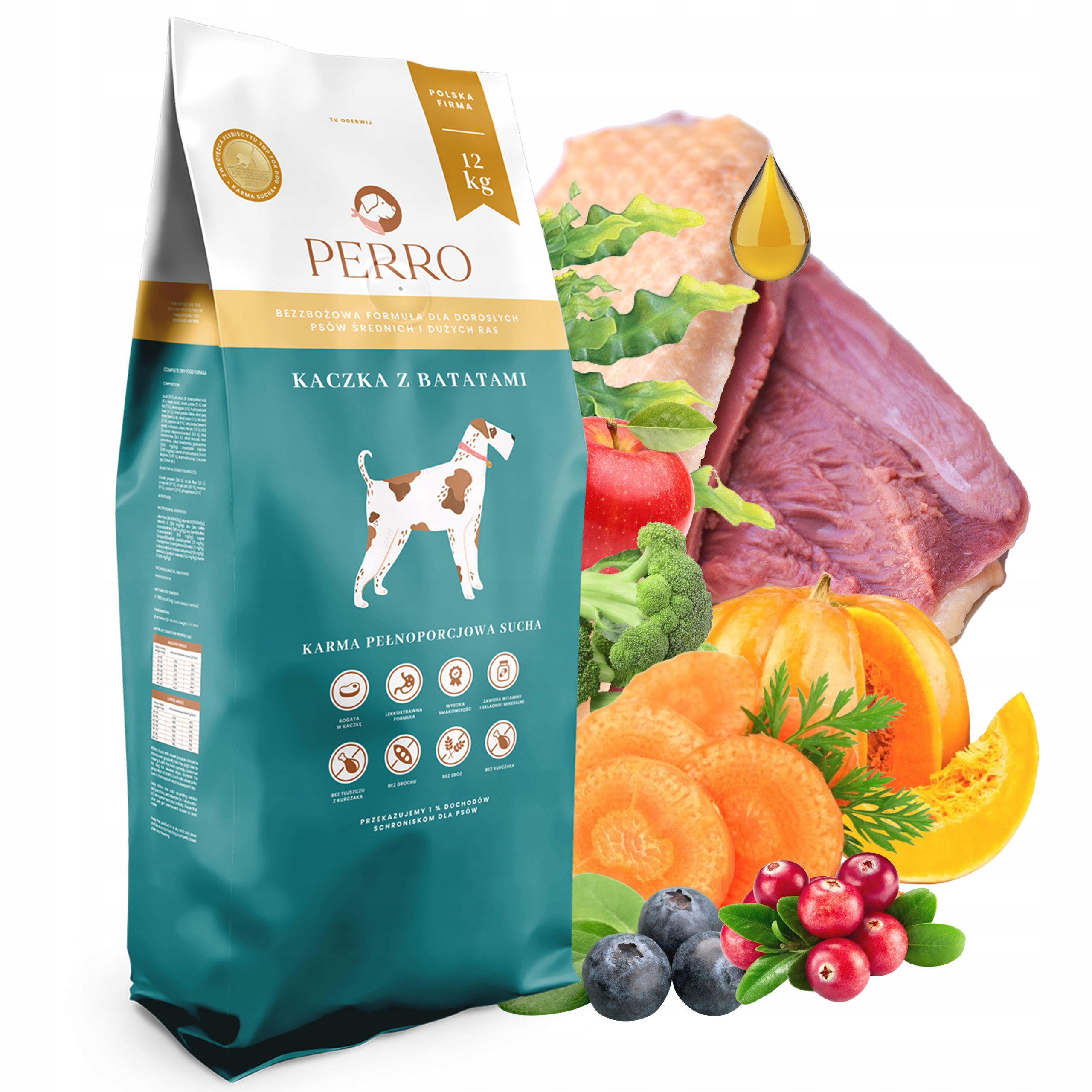 Levně Perro Střední velká plemena suché krmivo pro psa Kachna s Batáty 12 kg