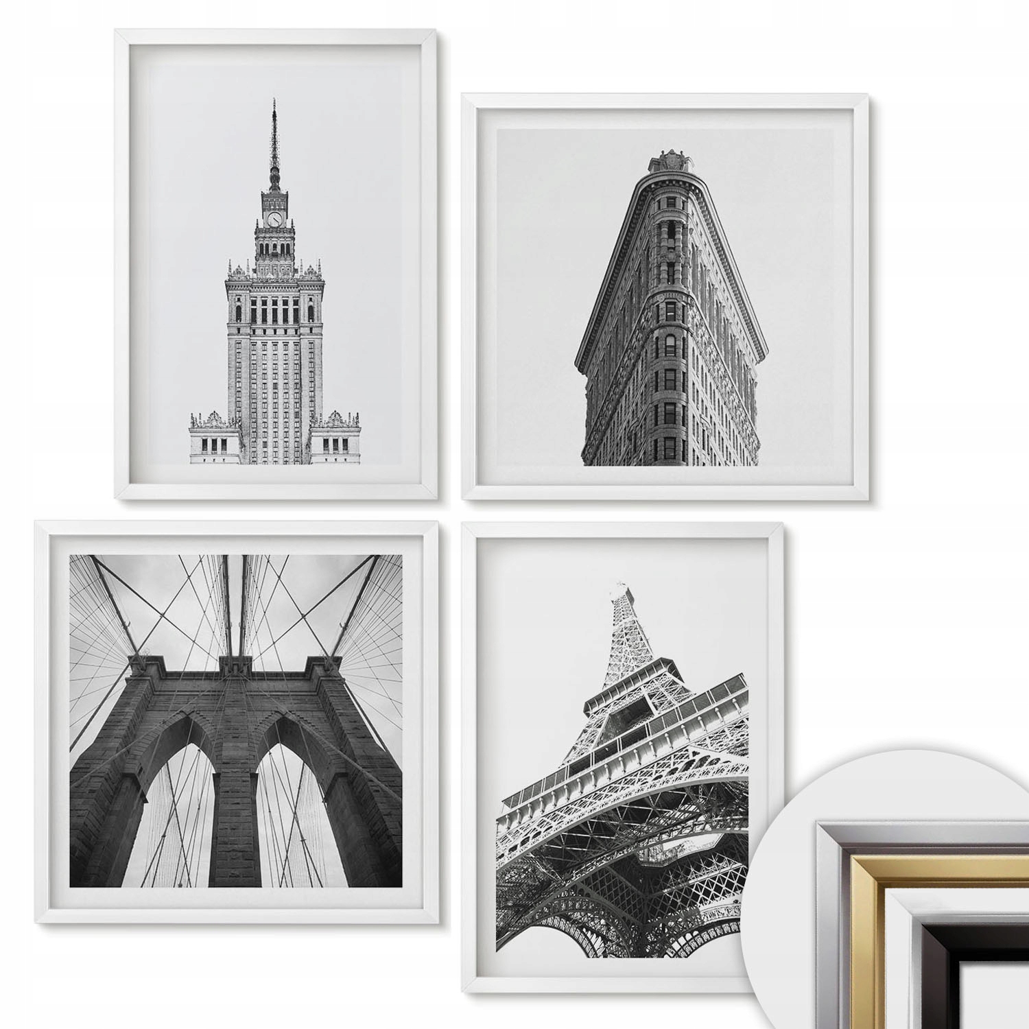Sada obrazů na zeď pro dům Architektura černá a bílá minimalismus