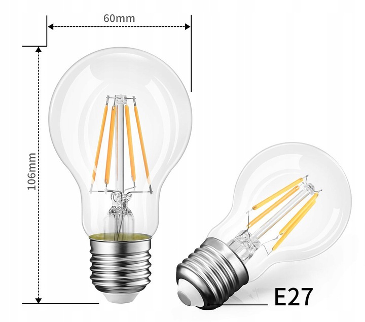 ŻARÓWKA LED E27 FILAMENT RETRO CIEPŁA BIAŁA OZDOBNA EDISON 6W 720 lm Kod producenta 987775