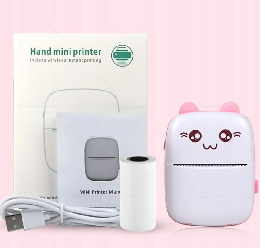DRUKUŚ MINI DRUKARKA TERMICZNA RÓŻOWA PRZENOŚNA DO ZDJĘĆ + 11 ROLEK GRATIS Producent Inna