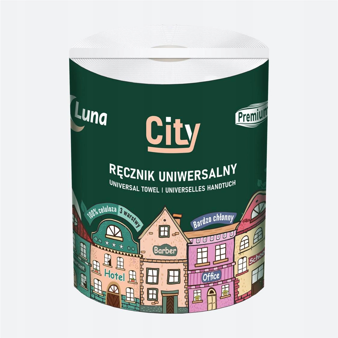 Levně 5X Luna City Univerzální papírový ručník 3vrstvový Celulóza 60M 1 Rolka