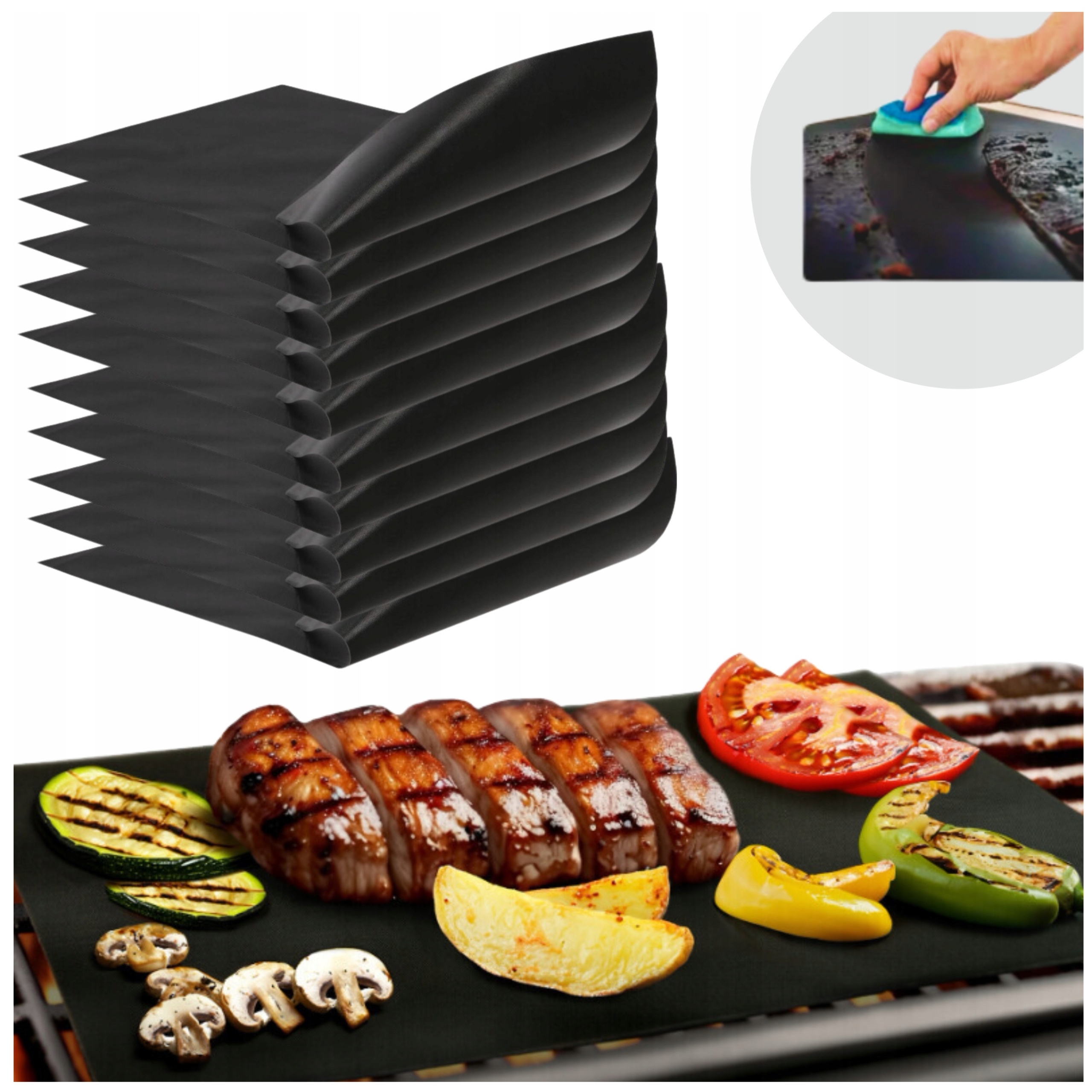 MATA TEFLONOWA NA GRILLA 10 SZT TACKA DO PIECZENIA NA GRILLU ZESTAW 10SZT