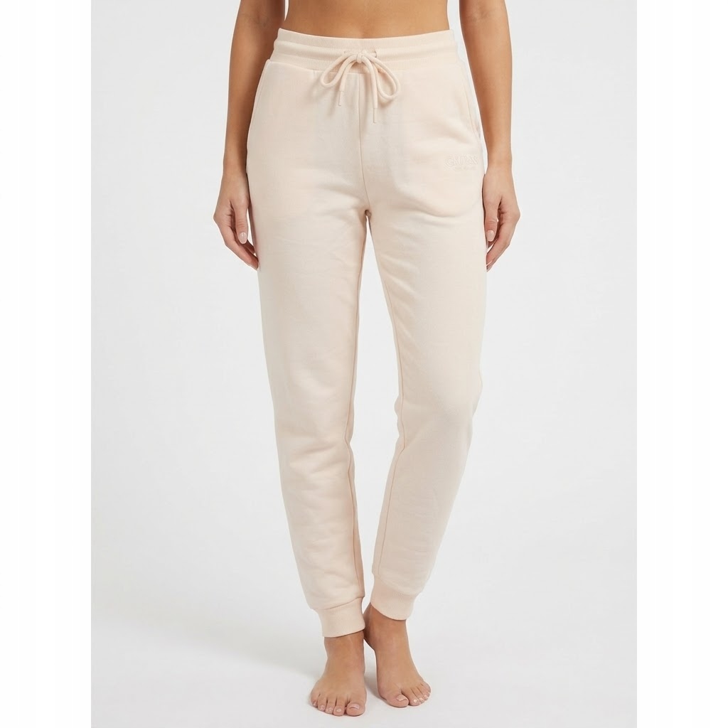 Guess Krémové Tepláky S Vysokým Pasem A Výšivkou XL Gga