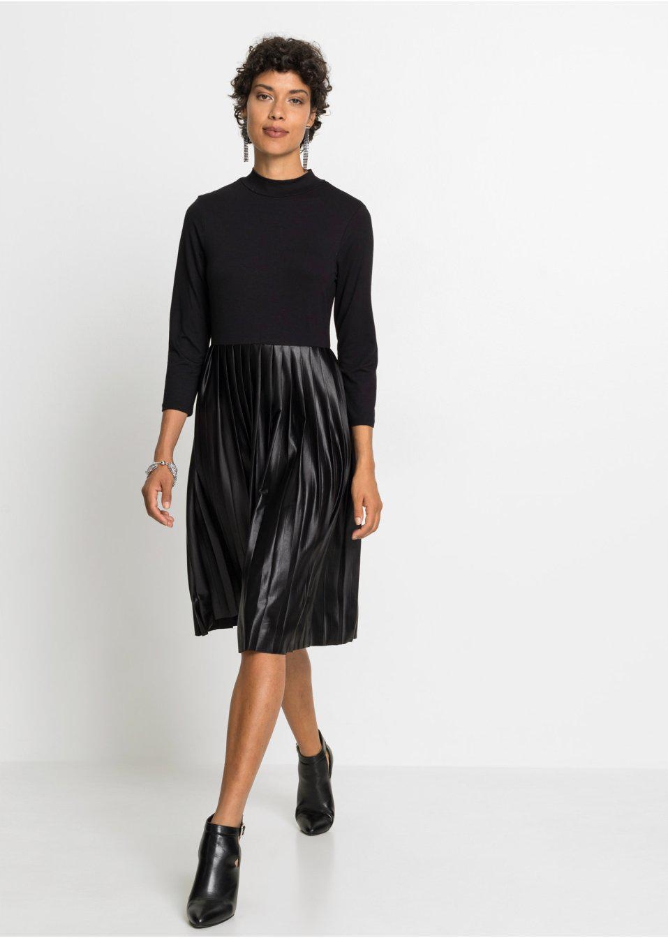 F05143 A18 DŻERSEJOWA SUKIENKA PLISOWANA 48