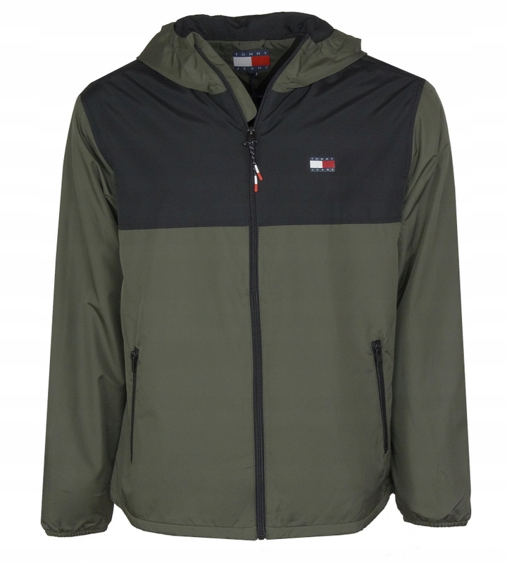 Tommy Jeans pánská bunda, větrovka na fleecu, khaki, S