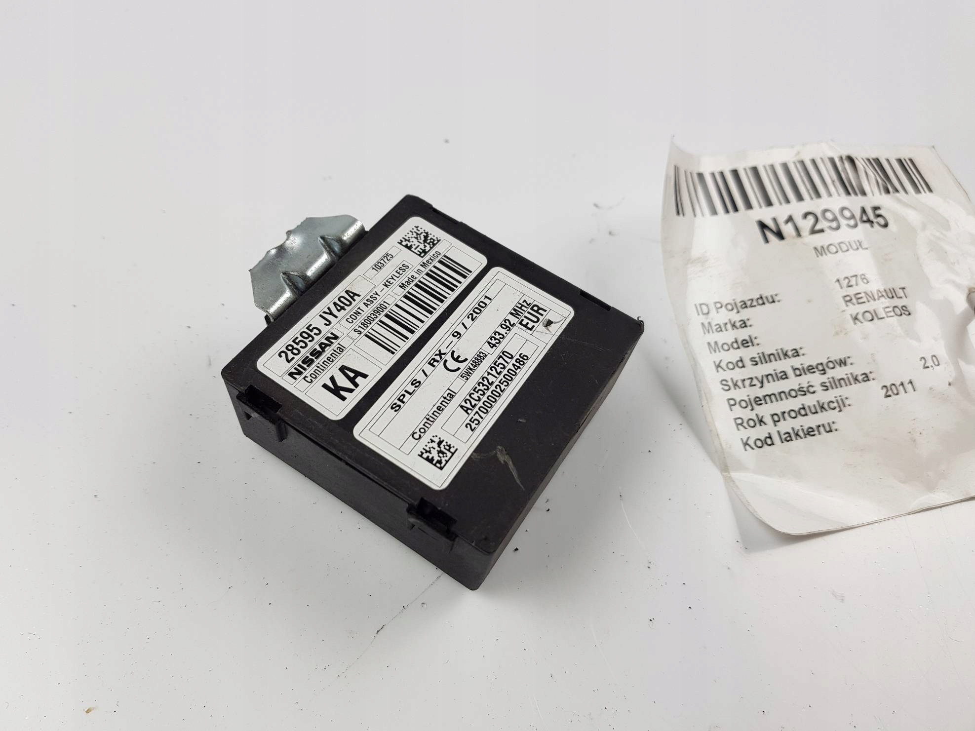 module KEYLESS 28595JY40A RENAULT KOLEOS