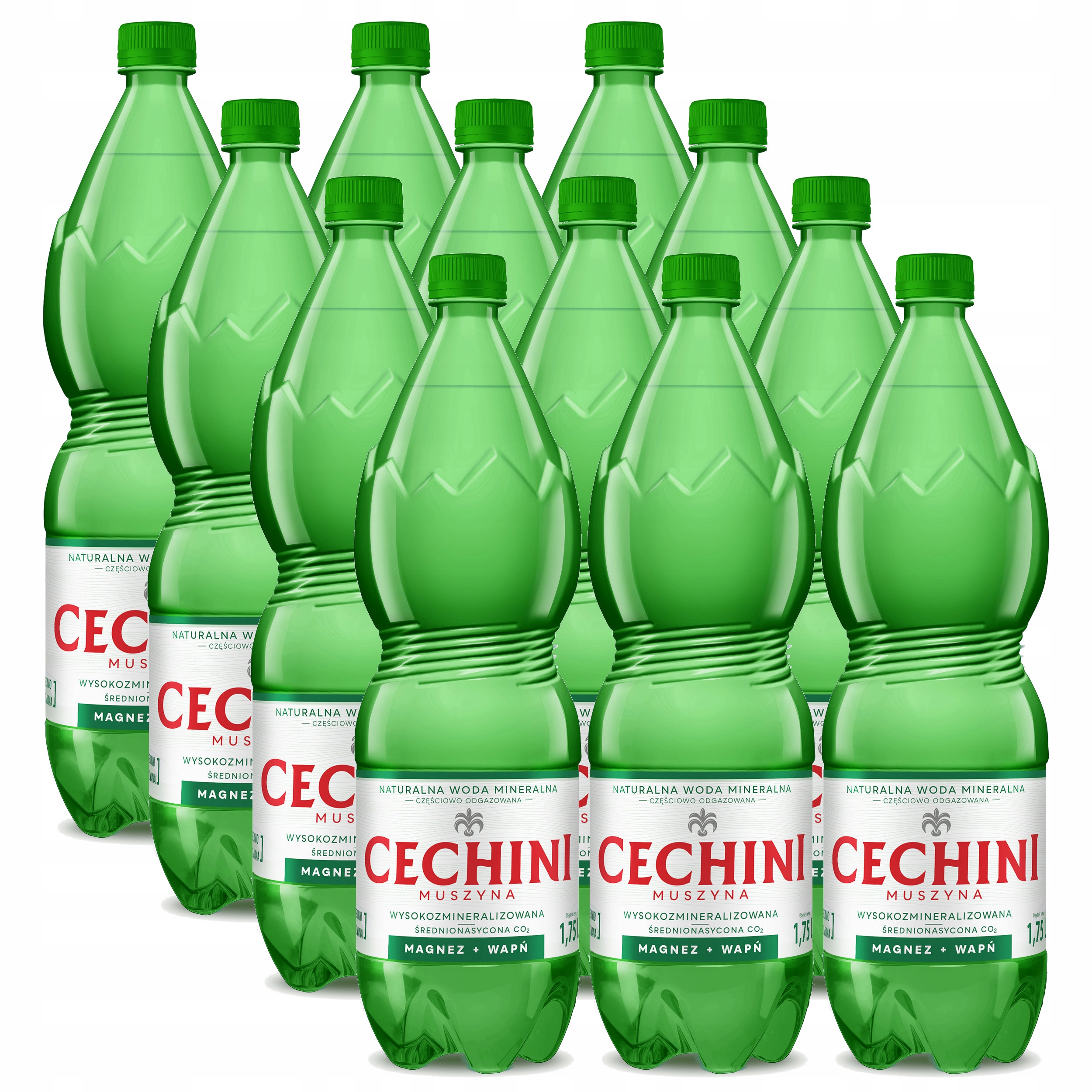 Levně 12 x středně nasycená voda Cechini Muszyna s vysokou mineralizací 1,75 l