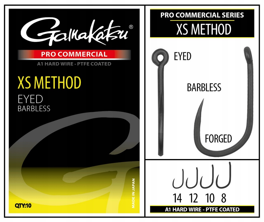 Haczyki Gamakatsu z oczkiem Pro-C Xs Method Roz.10 Bezzadziorowe