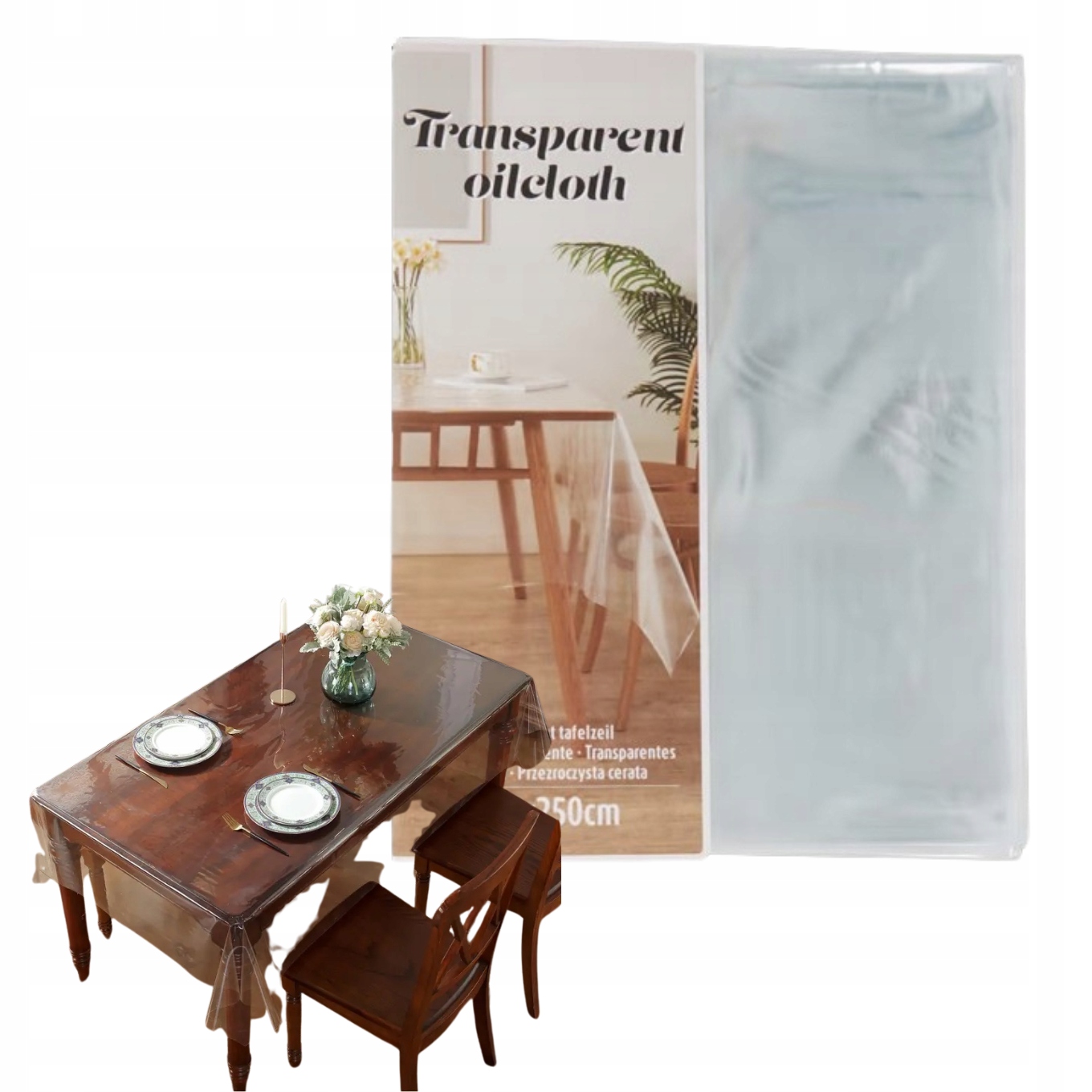 OBRUS CERATA PLAMOODPORNA PRZEZROCZYSTA TRANSPARENTNA OCHRONNA NA STÓŁ