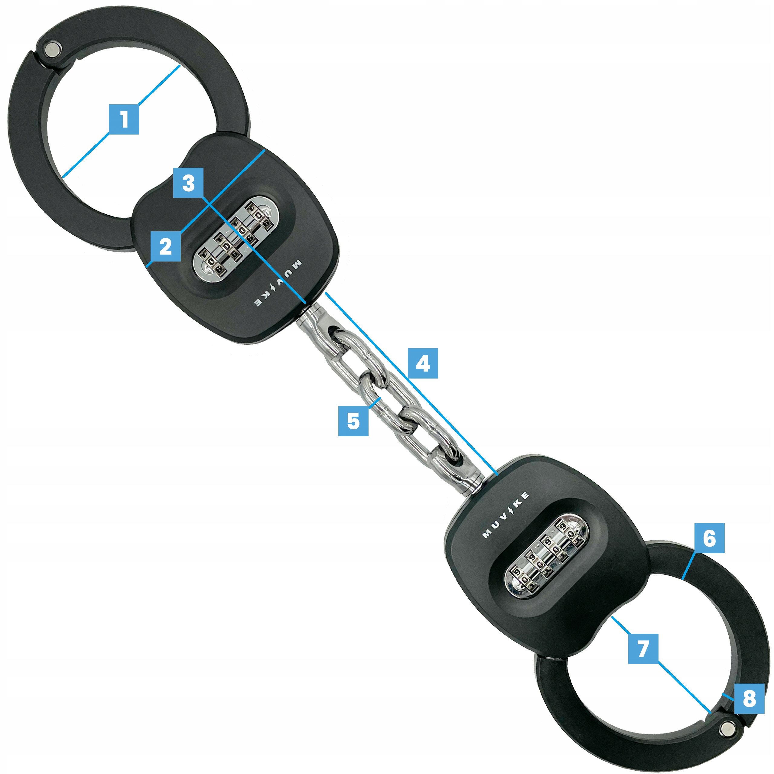 ZABEZPIECZENIE DO ROWERU HULAJNOGI KAJDANKOWE BLOKADA DO ROWERU MUVIKE Model Handcuff 480/8CK