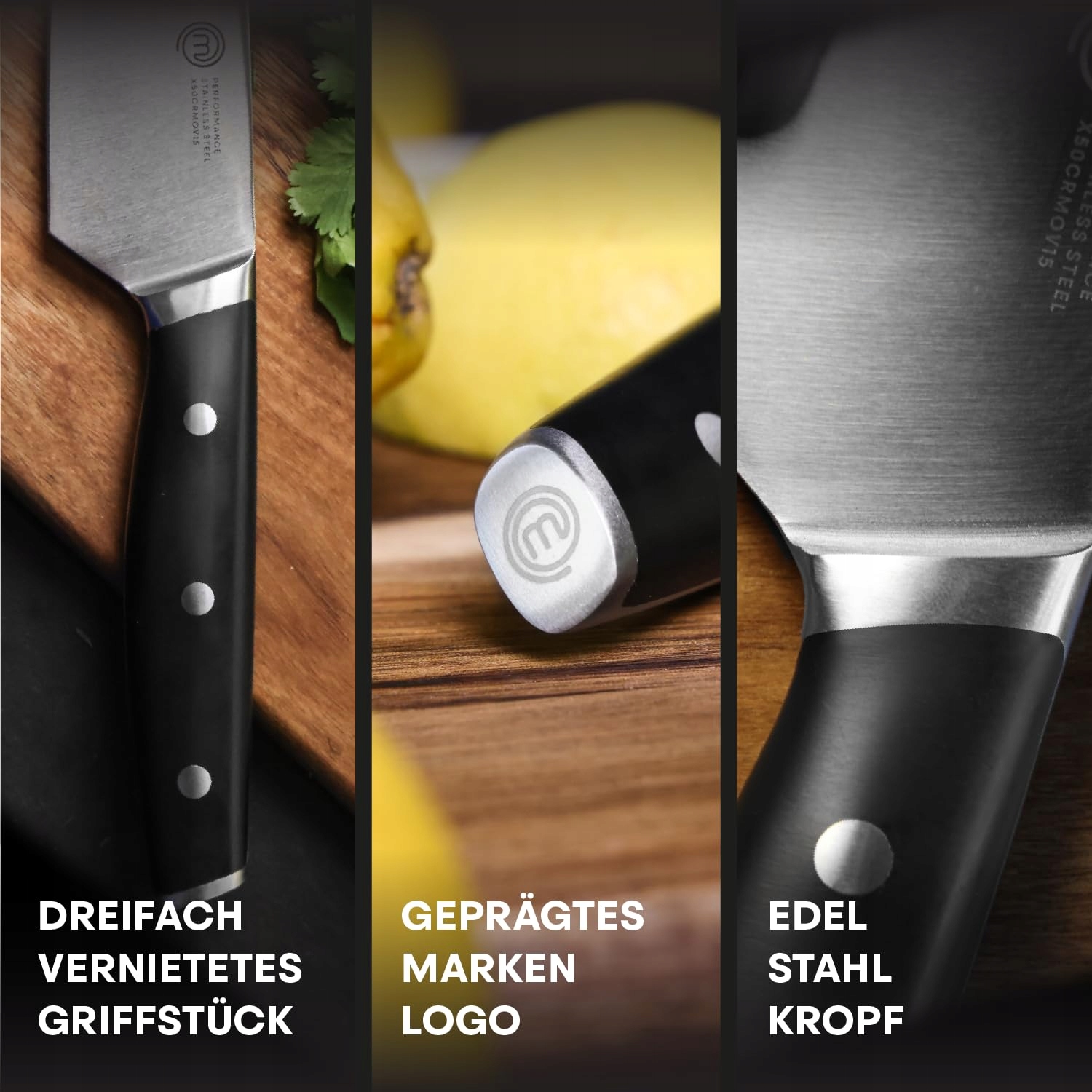 MASTERCHEF Zestaw Noży Kuchennych 6-częściowy Stal Nierdzewna Wysoki Węgiel — miniatura 5