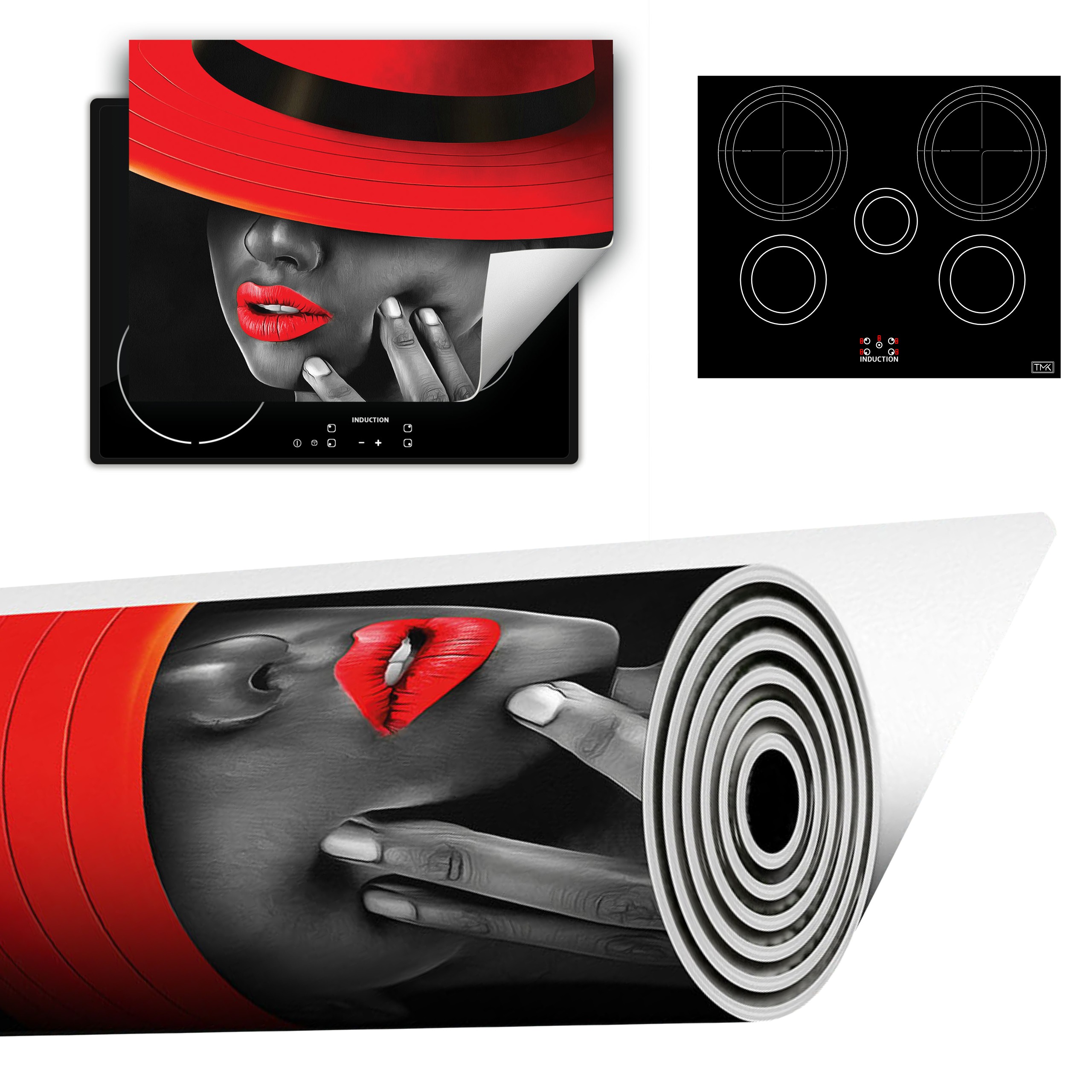 Vinylová Podložka Do Kuchyně Více Místa 70x52 červená černá žena