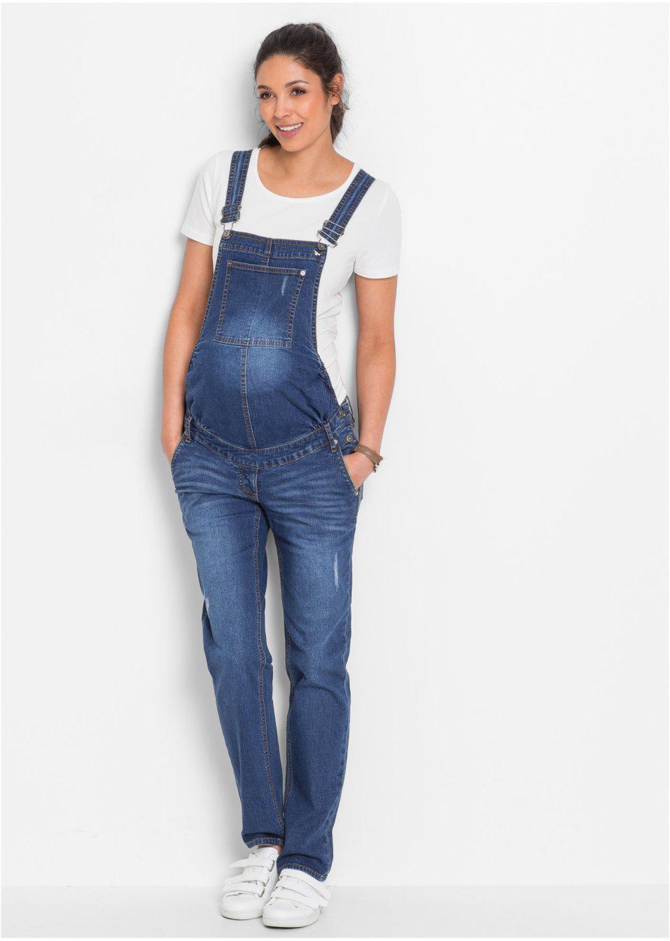 OGRODNICZKI JEANSOWE CIĄŻOWE BONPRIX 42 Długość nogawki długa