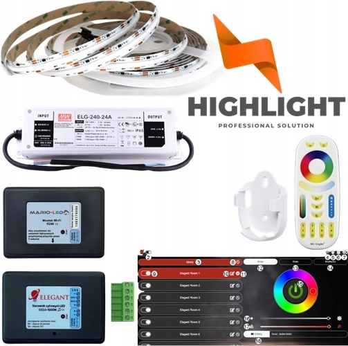 15m Digitálna Sada Cob Rgb Led+router 24V WS2811