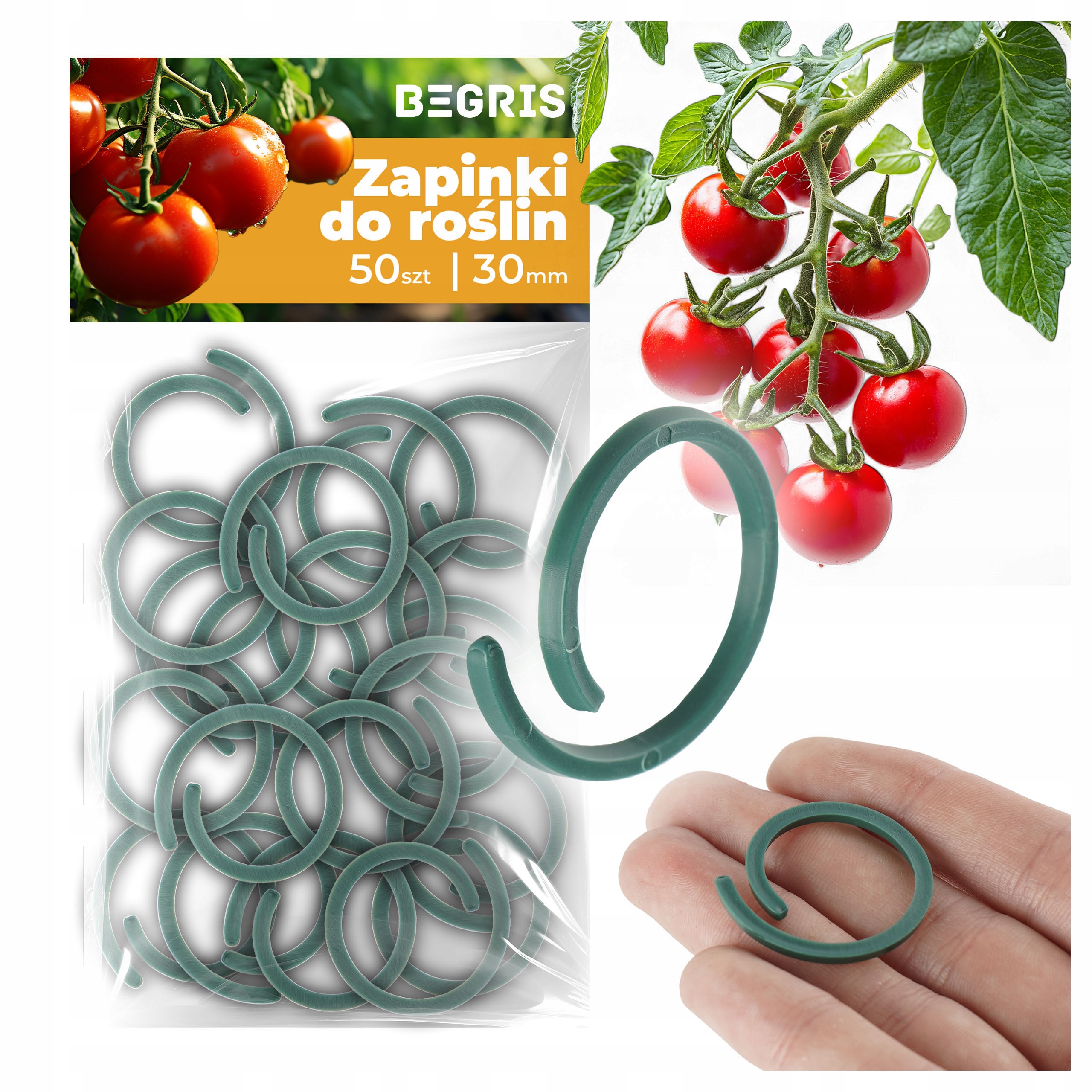 ЗАЖИМЫ ДЛЯ КРЕПЛЕНИЯ РАСТЕНИЙ ТОМАТОВ СТЕБЛИ ПОБЕГОВ НА ШЕСТАХ 50 ШТ КРУГЛЫЕ