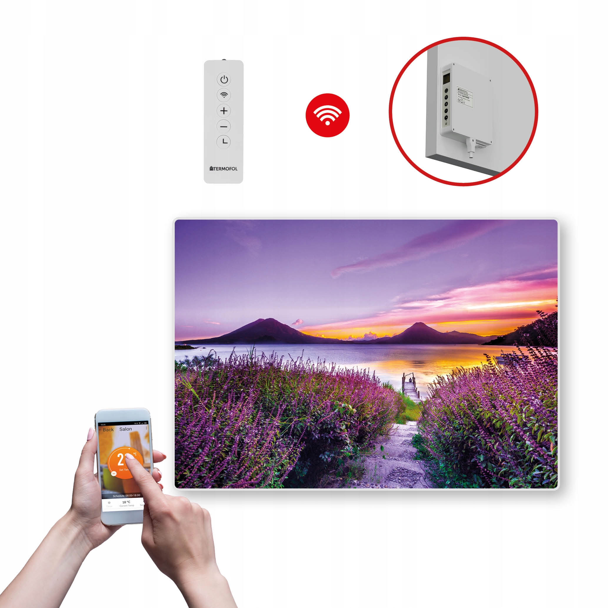 Dekoračný infračervený Vykurovací Panel s výkonom 500 W a Wifi