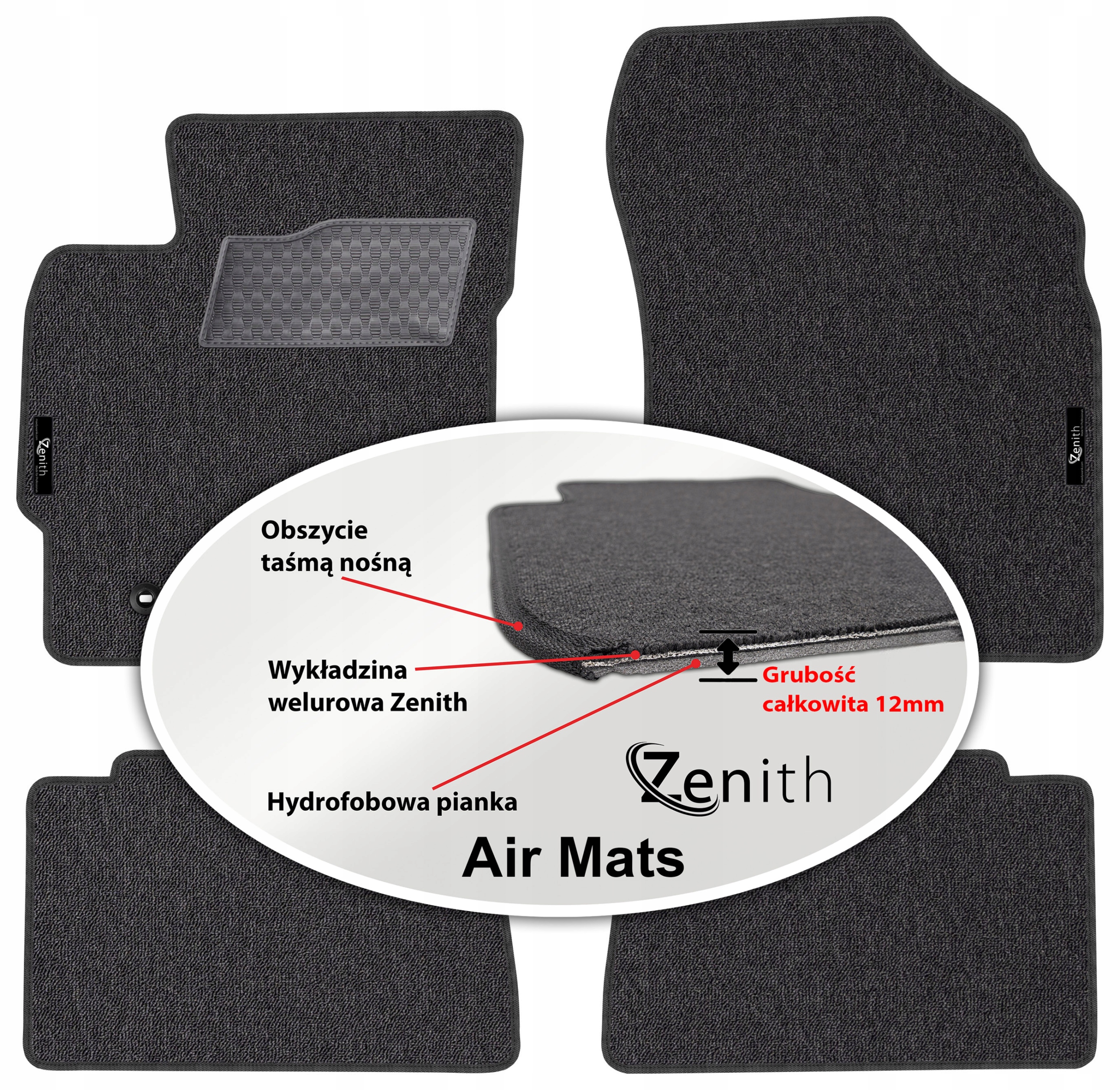 Toyota Auris II 2012-2019 Velúrové koberčeky do auta Zenith Air Mats