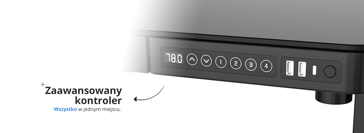 Nowoczesne biurko elektryczna regulacja wysokości Głębokość mebla 60 cm