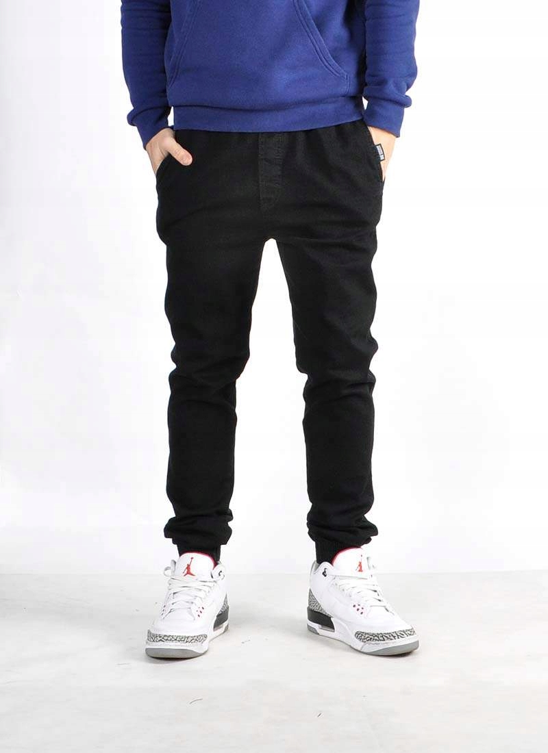 Spodnie XL Bossline Cut Jeans Joggery Czarne Wzór dominujący bez wzoru