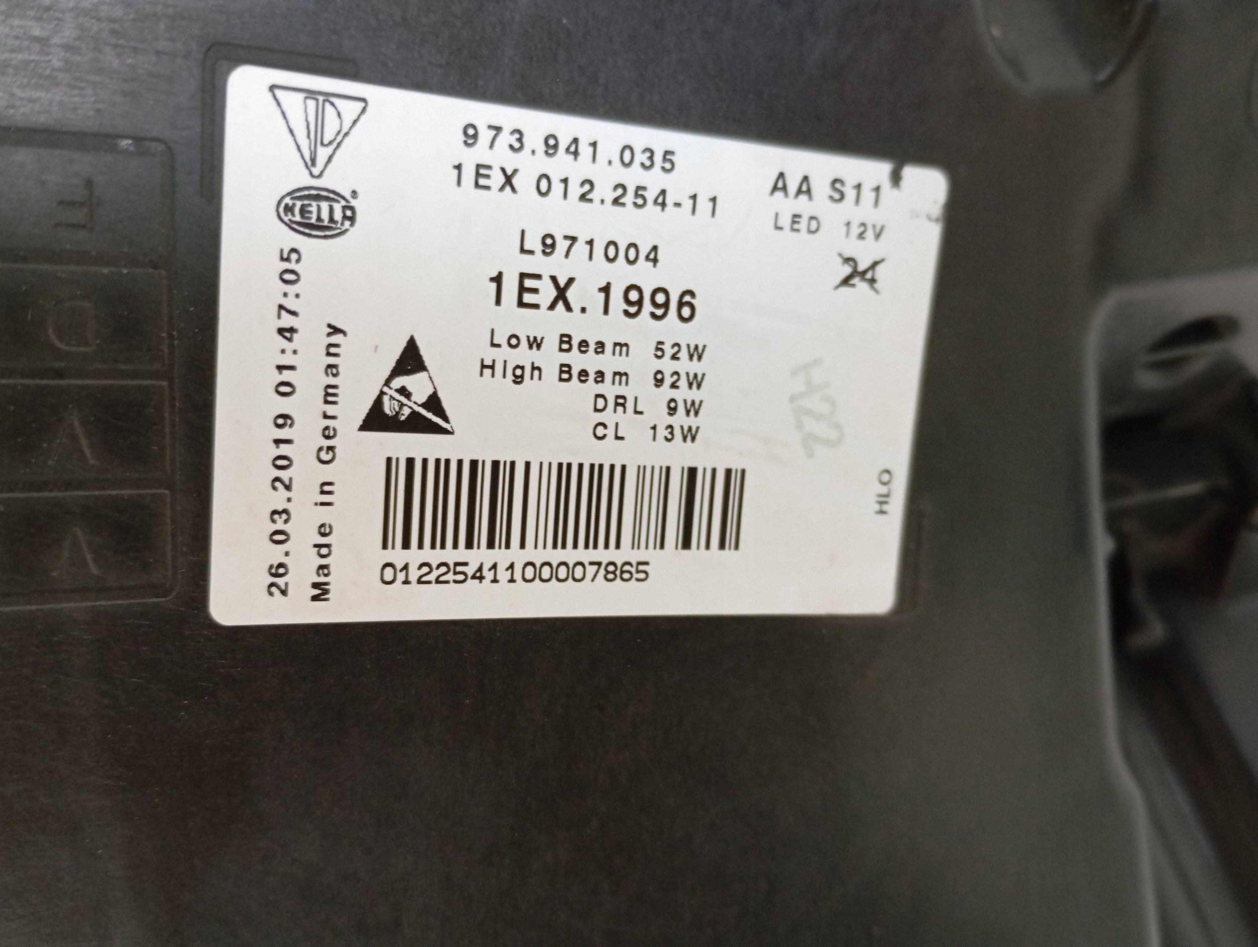 REFLEKTOR light front left PORSCHE PANAMERA 763 971 973941035