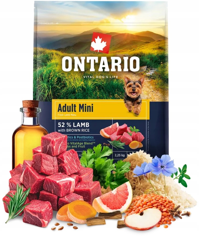 Levně Krmivo Ontario 2,25 kg Adult Mini Lamb pro malá plemena