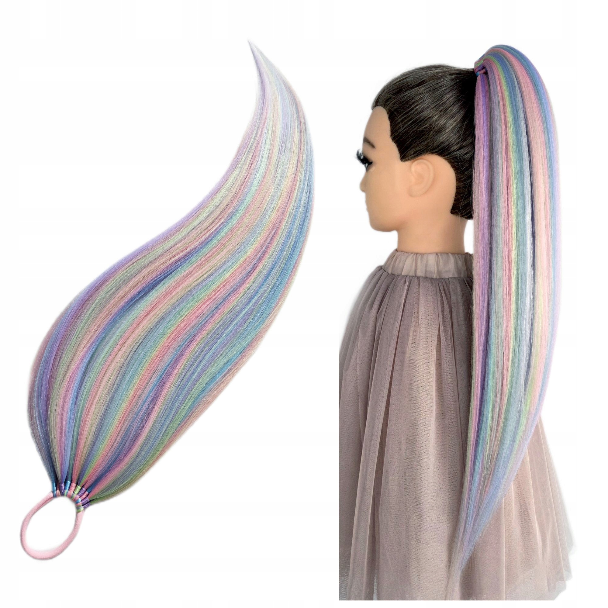 Připínací poník na gumičce, Příčesek, duhový, Duhová Víla, 60 cm