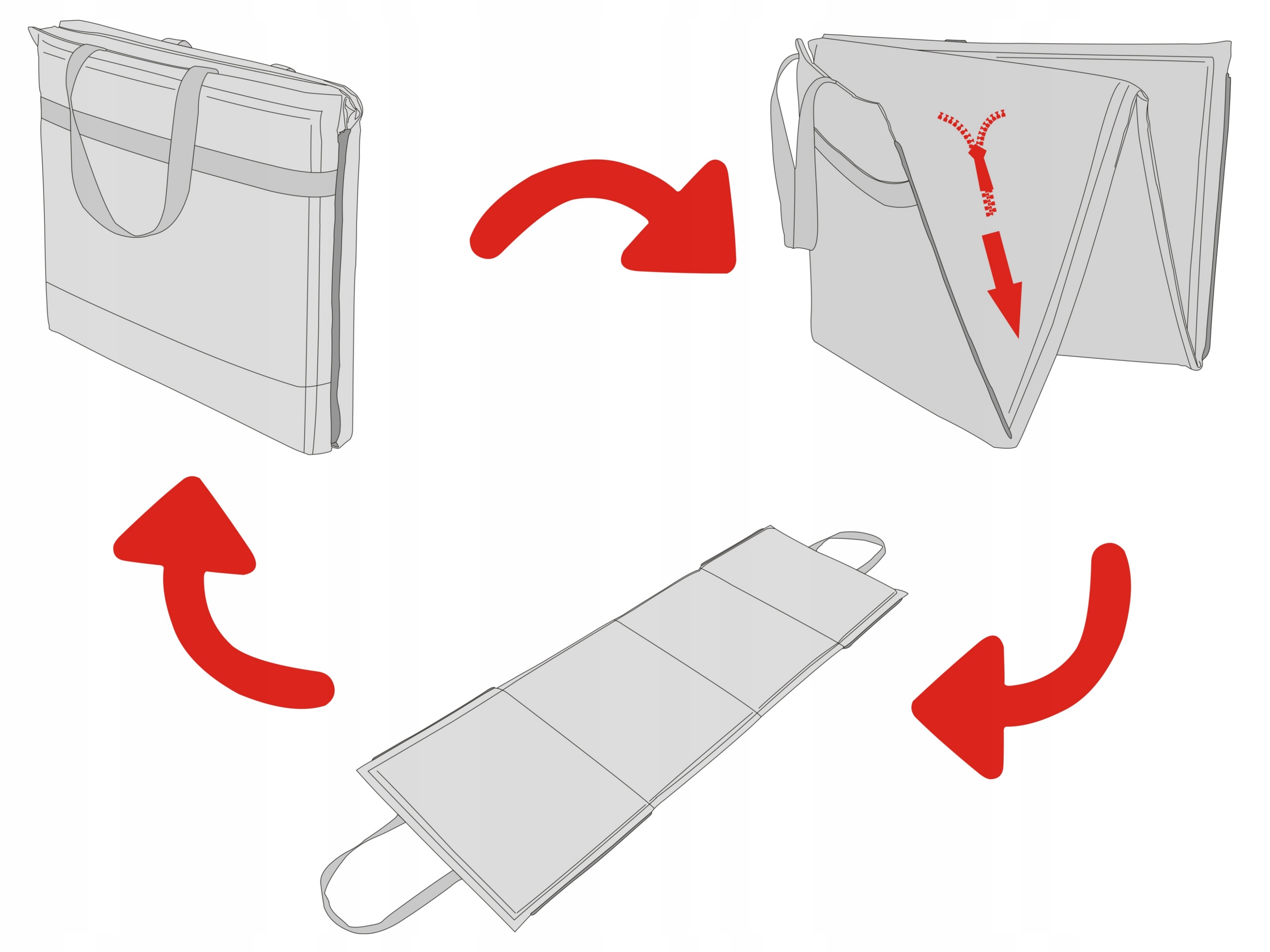 Mata + Torba na plażę - 2w1, Składany materac, koc Długość (cm) 177
