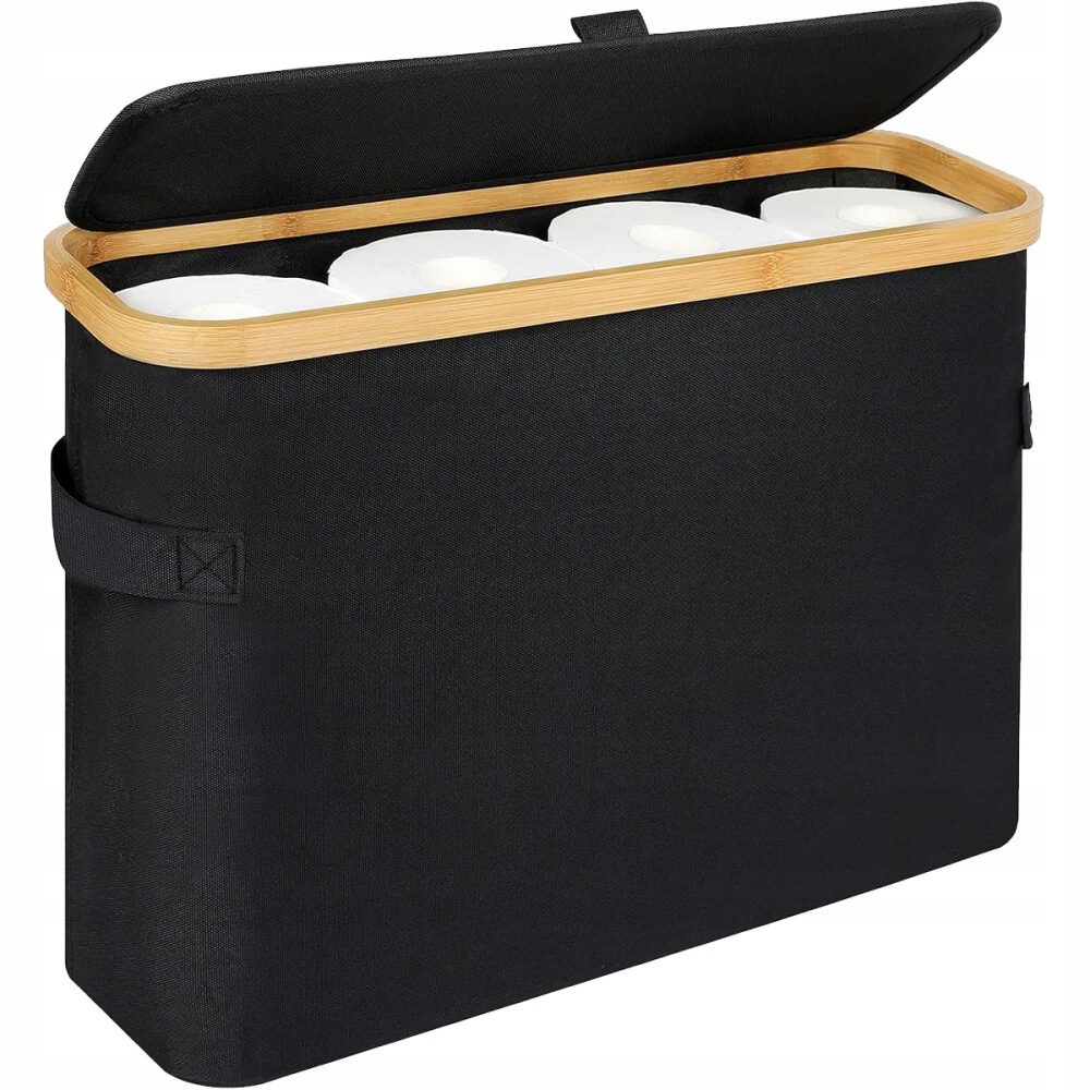 Koš na ukládání toaletního papíru s víkem, bambusový orga