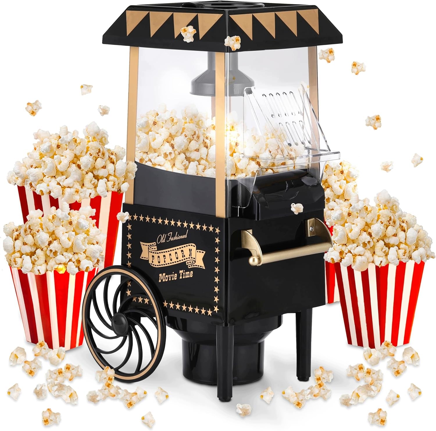 Nk Retro Popcorn Stroj 1200W Horúci Vzduch Popcorn 0,3 L Čierny
