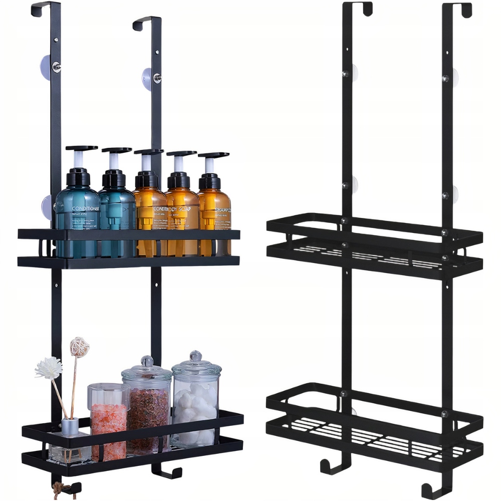 PÓŁKA ŁAZIENKOWA POD PRYSZNIC WISZĄCA CZARNA LOFT