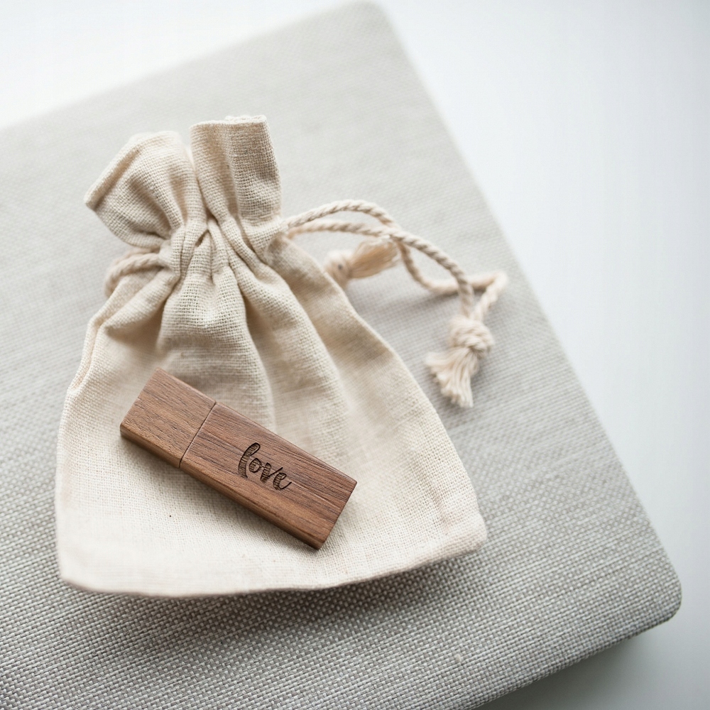 Pendrive drewniany 4 Gb Usb 2.0 ciemny z grawerem na ślub komunia chrzest