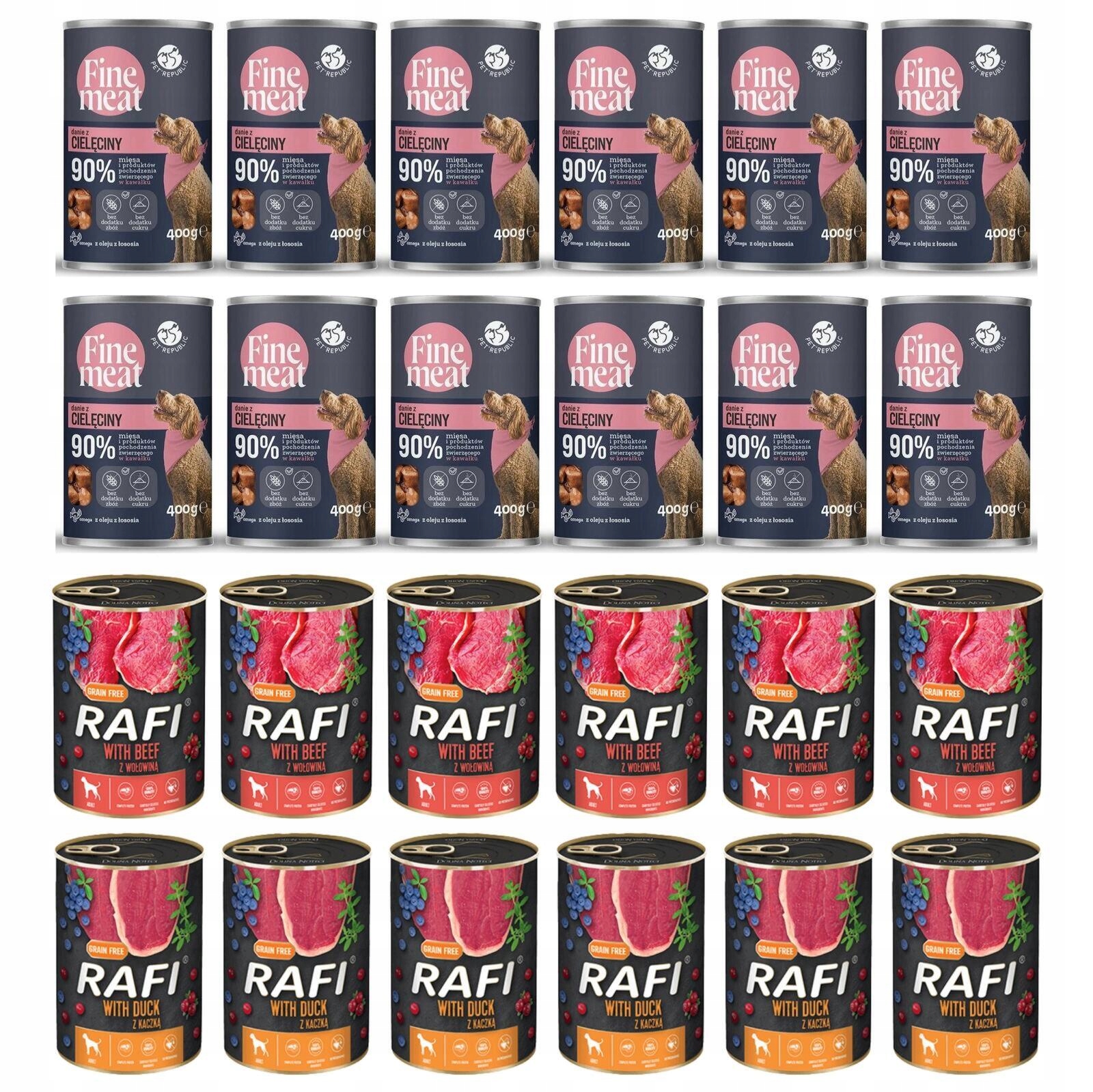 Mokra karma dla psa Rafi Petrebublic Fine Meat MIX Smaków 24x400g .