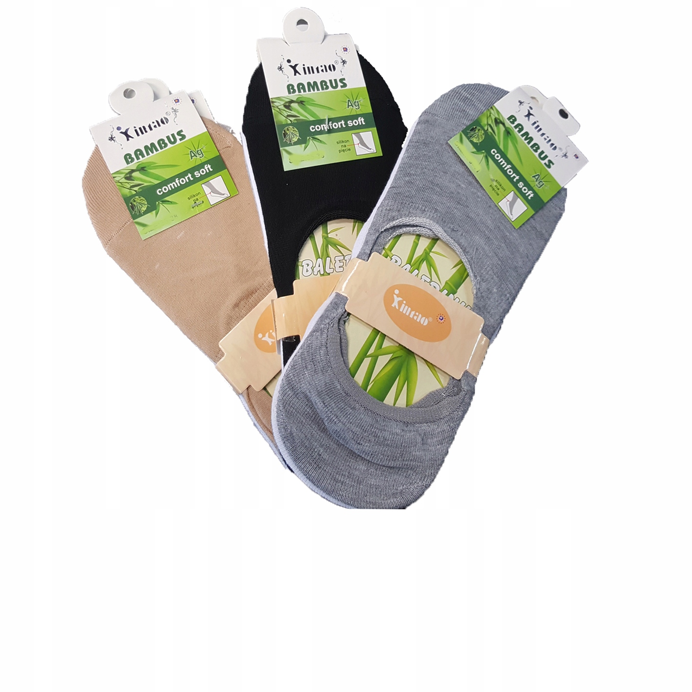 

Stopki damskie balerinki bambusowe 3-pak mix 35-38