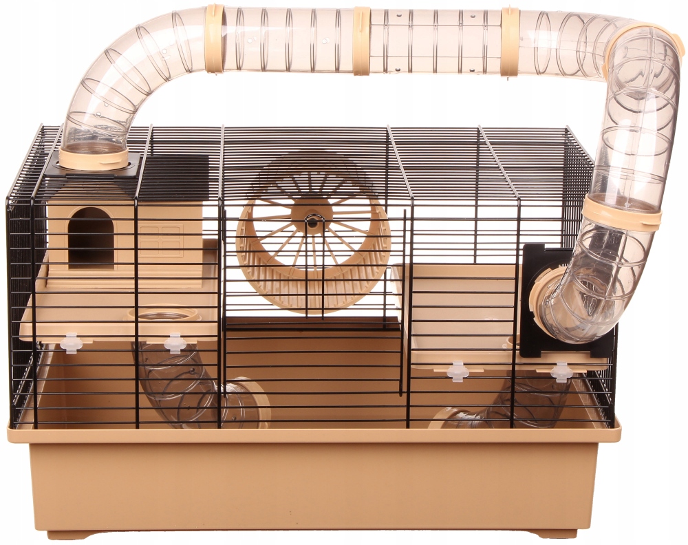 Klatka dla Chomika myszy Gryzoni z Domkiem kołowrotkiem Tunalami Lunapark