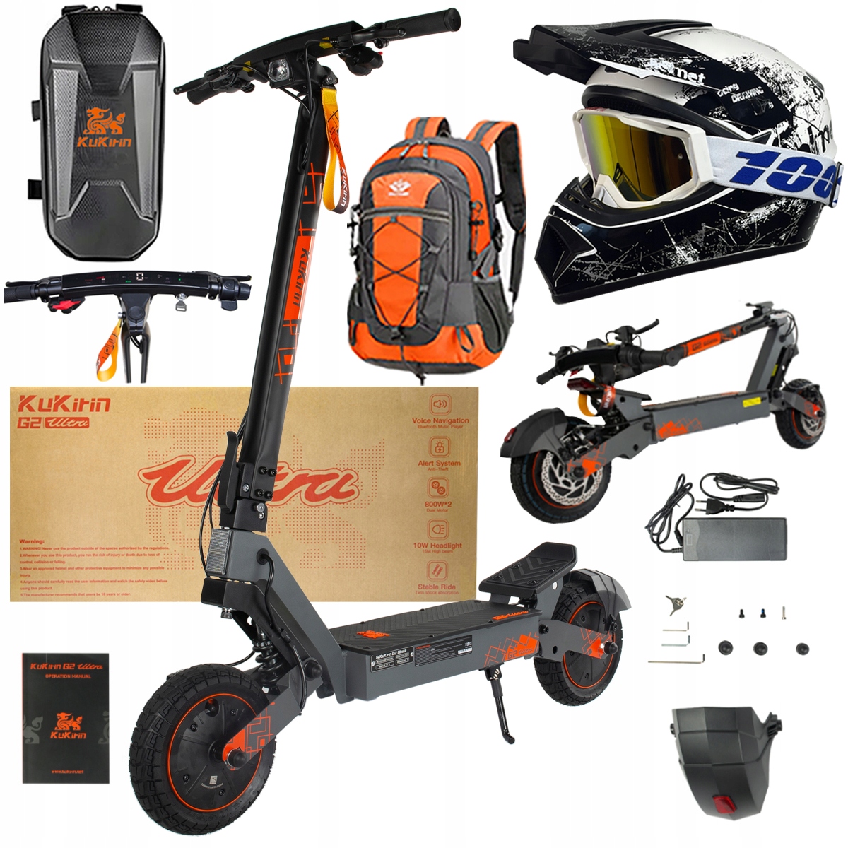 Kukirin G2 Ultra elektrické vozidlo 2000W 55km/h 55KM 48V18Ah 10" dárky