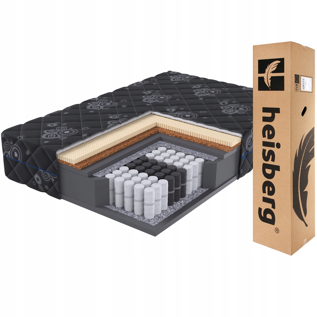 Matrace 140x200 Black Dream H4 H3 černá pěnová latexová kokosová 24cm Heisberg