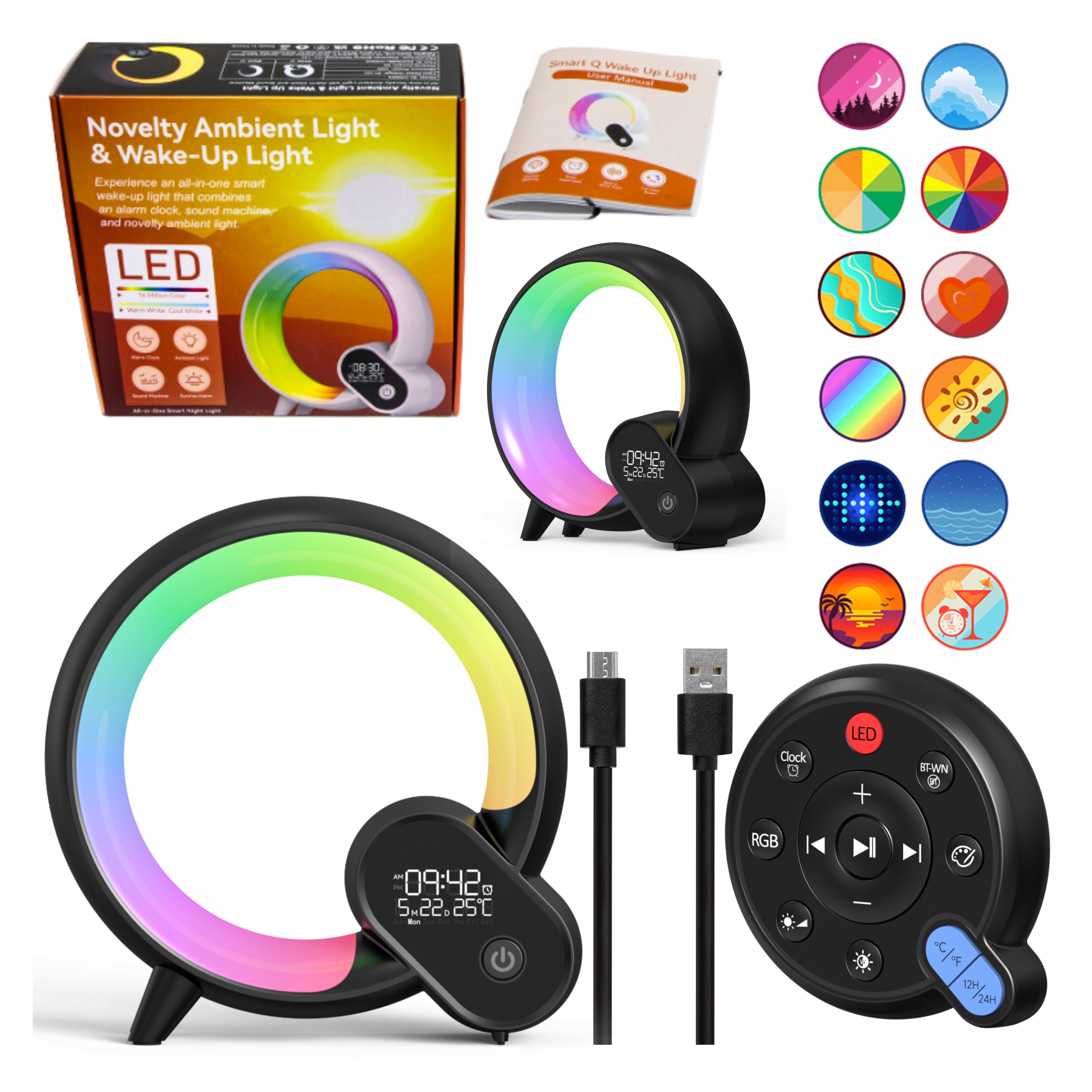 Bluetooth reproduktor Noční Lampa ovládaná z chytrého telefonu, časovač, teplota 6v1