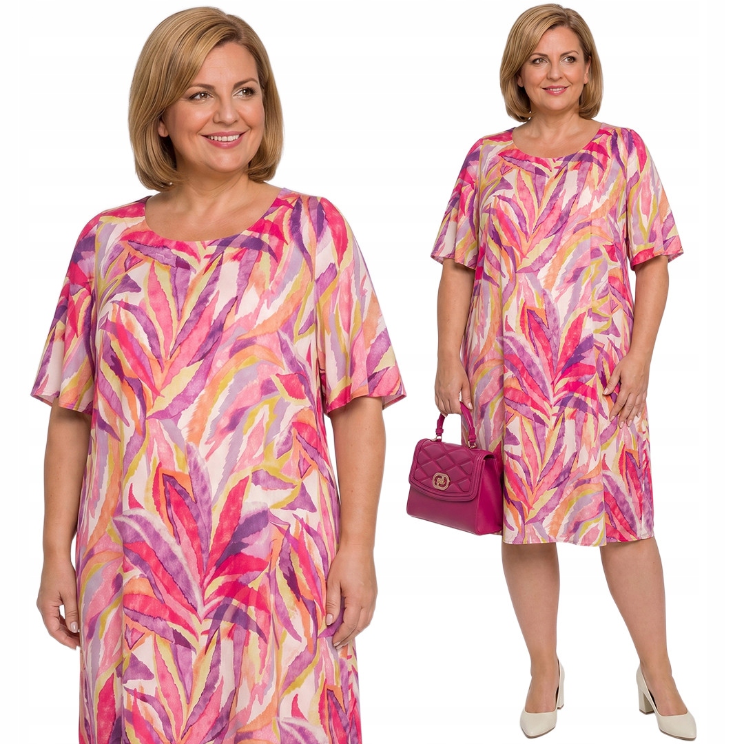 Růžovo-fialová šaty plus size velikost 64